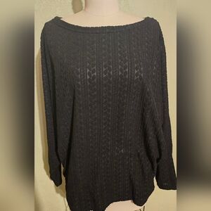 White Birch Textured Black Sweater Size Medium